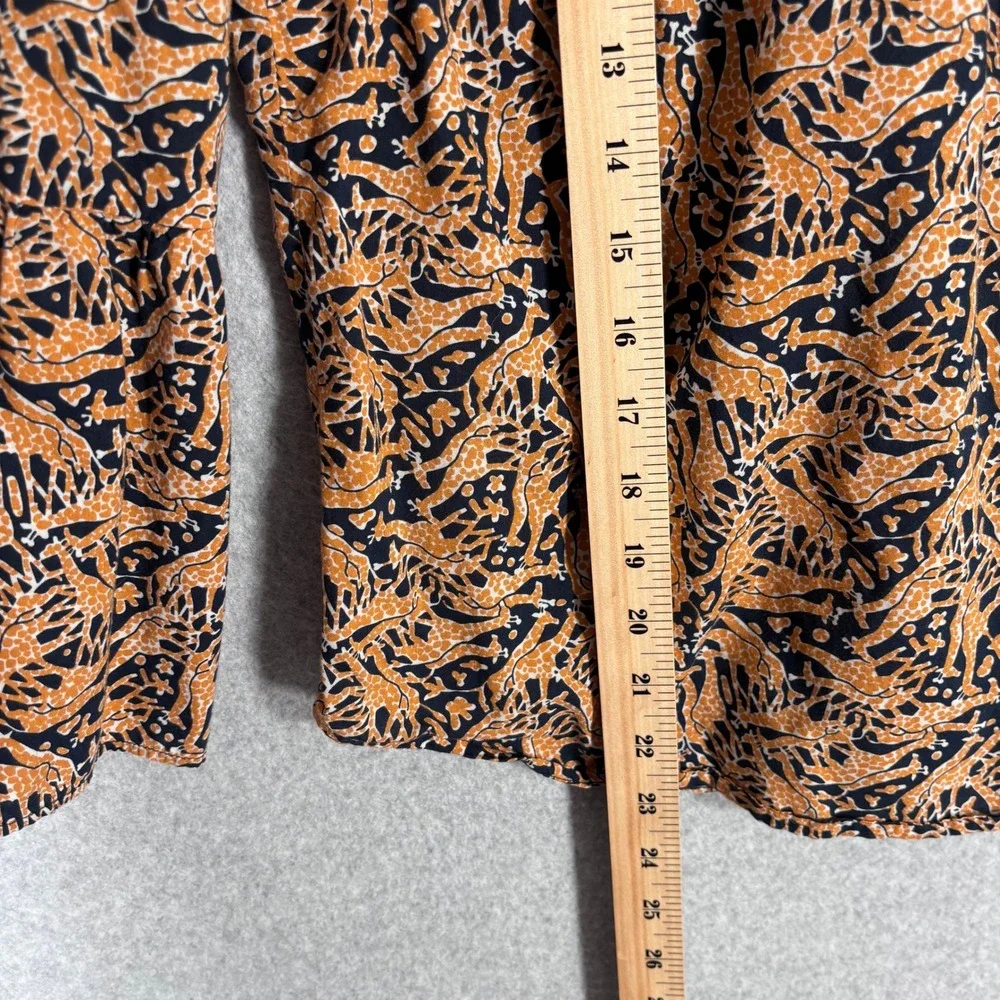 J Crew x Drakes London Blouse Size 6‎ Navy Orange Giraffe Print Popover Safari